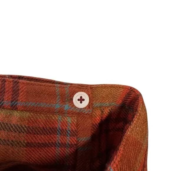 Valentino Plaid Wool Pants Red Brown Straight Leg Cuffed Trouser Womens 4 - Picture 13 of 15